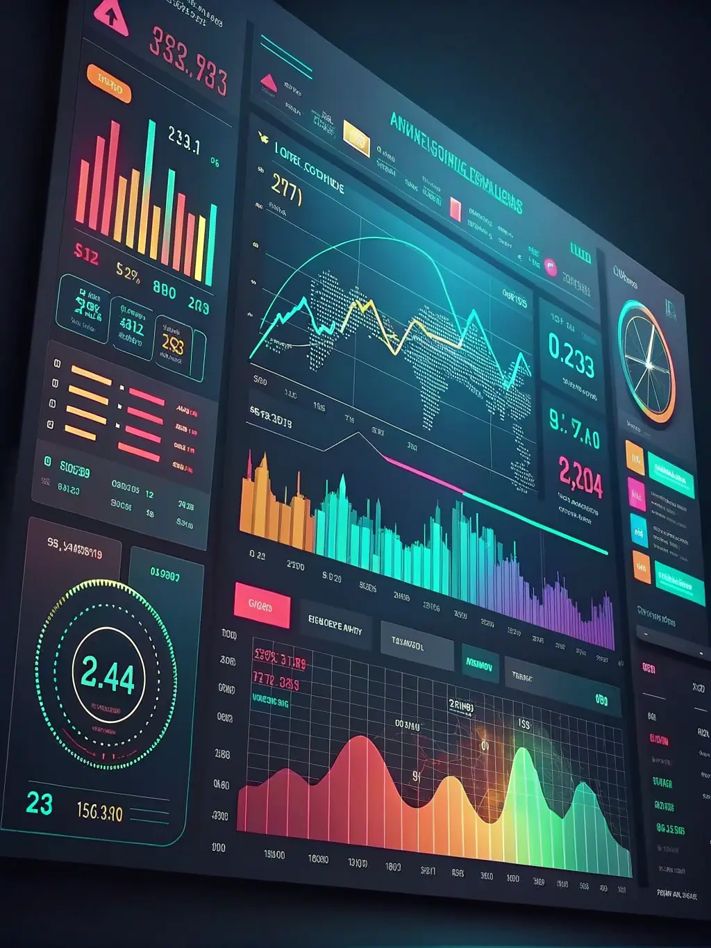 A sleek dashboard displaying financial charts and data analytics in a modern interface, representing the Financial Analytics Platform.