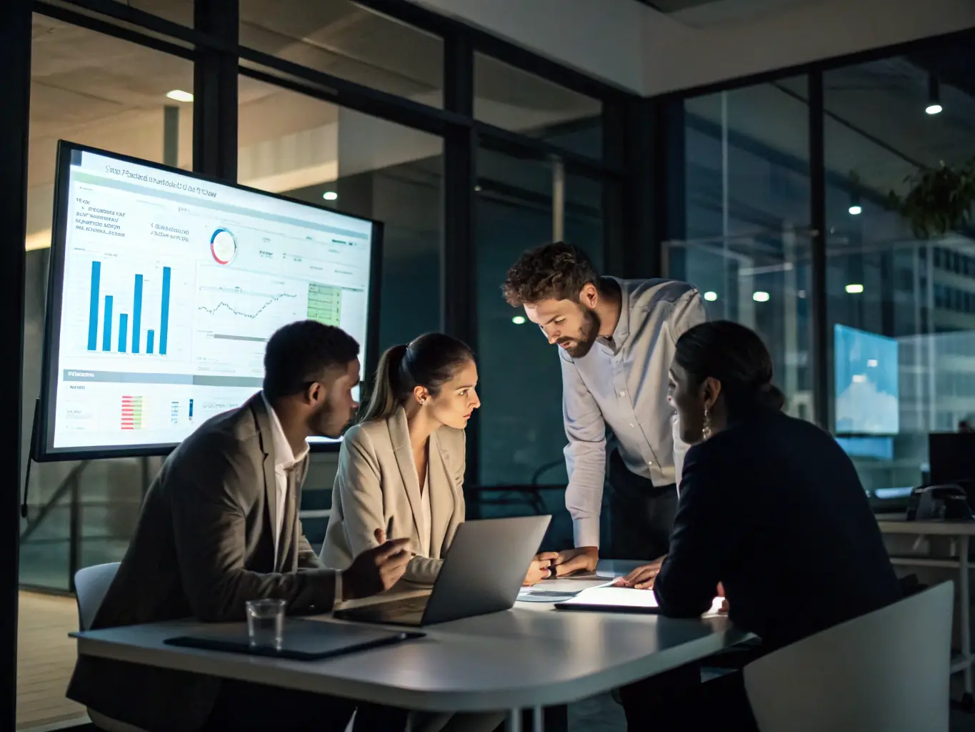 A professional team engaging with potential clients via digital channels, with analytics overlay showing lead metrics, representing Lead Generation Services.
